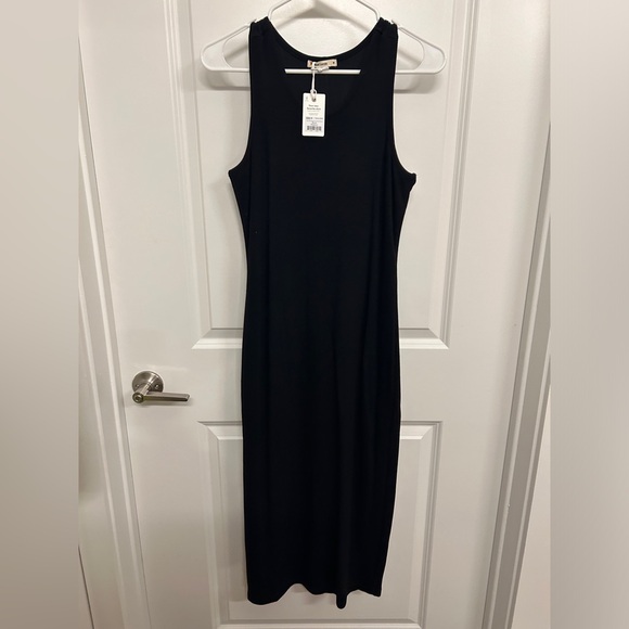 [M] Marine Layer Black Lexi Rib Daytime Midi Dress - Picture 1 of 7